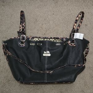 Black and Leopard Print Women's Bag